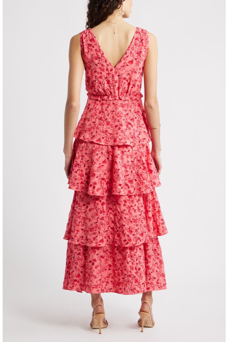 Floral Tiered Maxi Dress, Alternate, color, CORAL KATE FLORAL