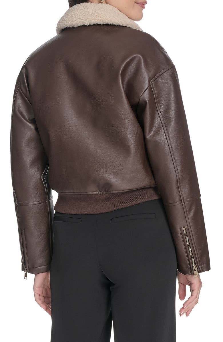 Levi's Faux Leather Bomber Jacket with Faux Shearling Collar, Alternate, color, Brown