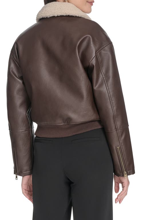 Levi's Faux Leather Aviator Jacket With High Pile Fleece Collar In Brown