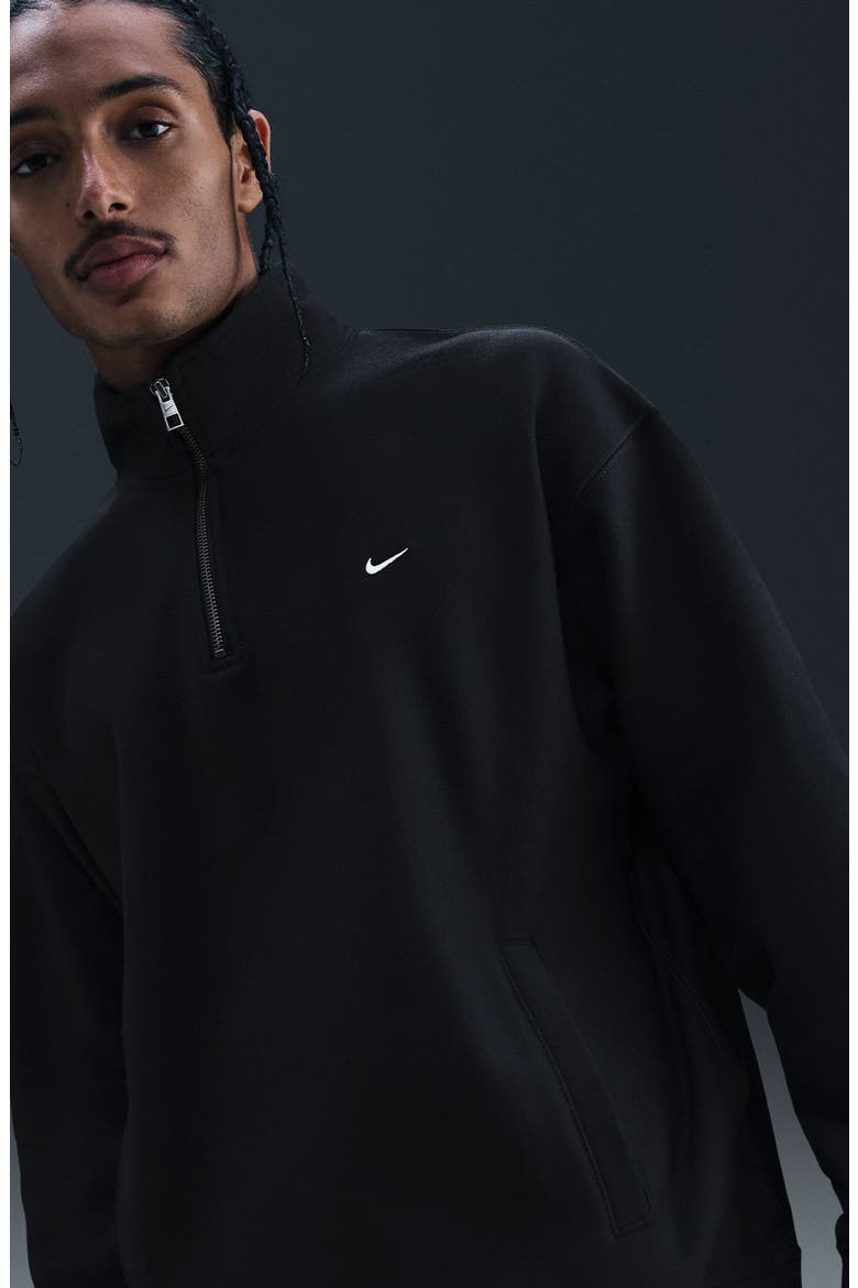 Solo Swoosh Fleece Quarter Zip Pullover, Alternate, color, BLACK/ WHITE