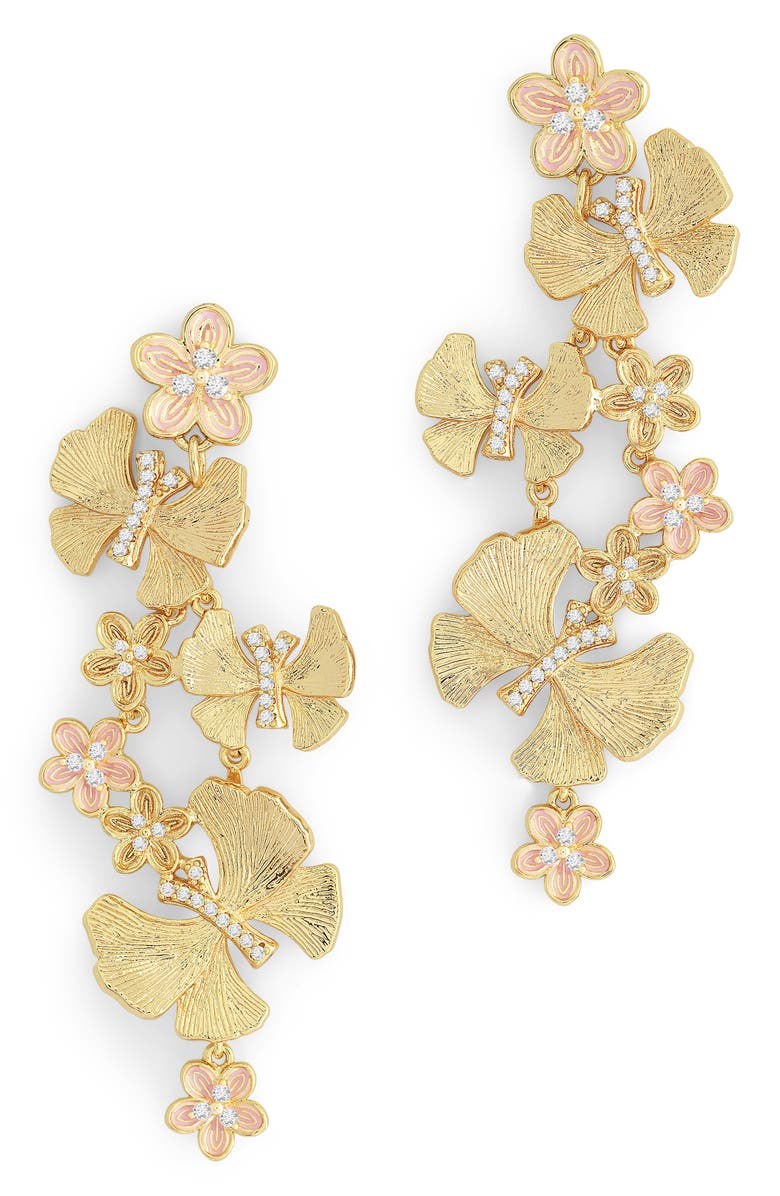 Anabel Aram Jewelry Butterfly & Flowers Dangle Drop Earrings, Main, color, Gold