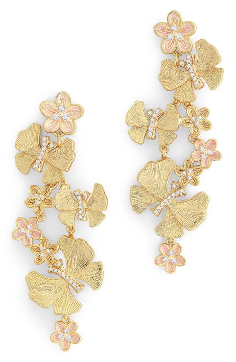 Butterfly & Flowers Dangle Drop Earrings