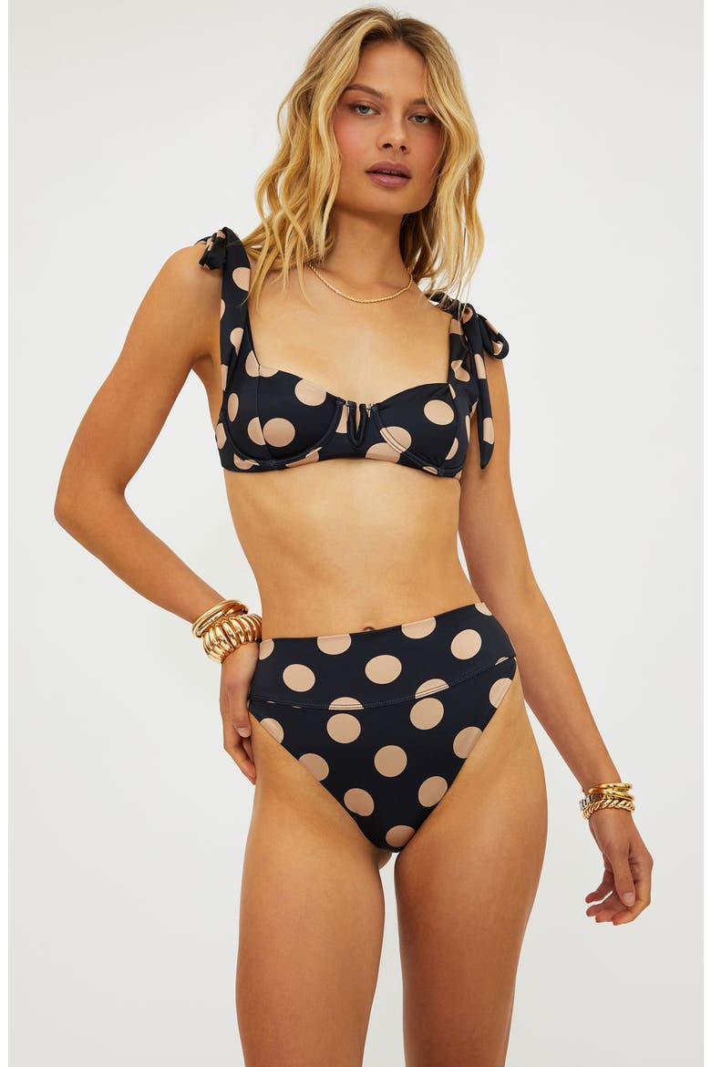 Highway High Waist Bikini Bottoms, Alternate, color, MIDNIGHT POLKA DOT