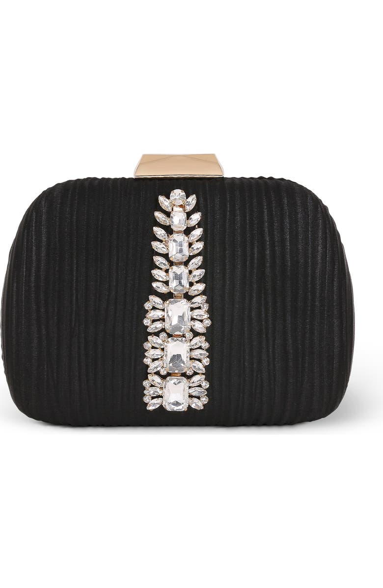 Jewel Badgley Mischka Halo Crystal Panel Minaudiere, Main, color, Black