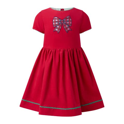 Tartan Bow Embroidered Dress
