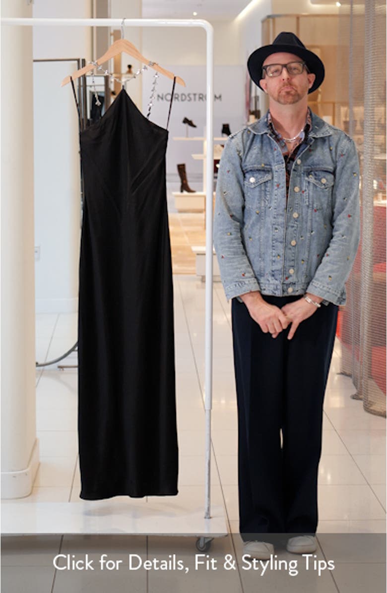 Cadence Shark Tooth Strap Satin Maxi Dress, sales video thumbnail