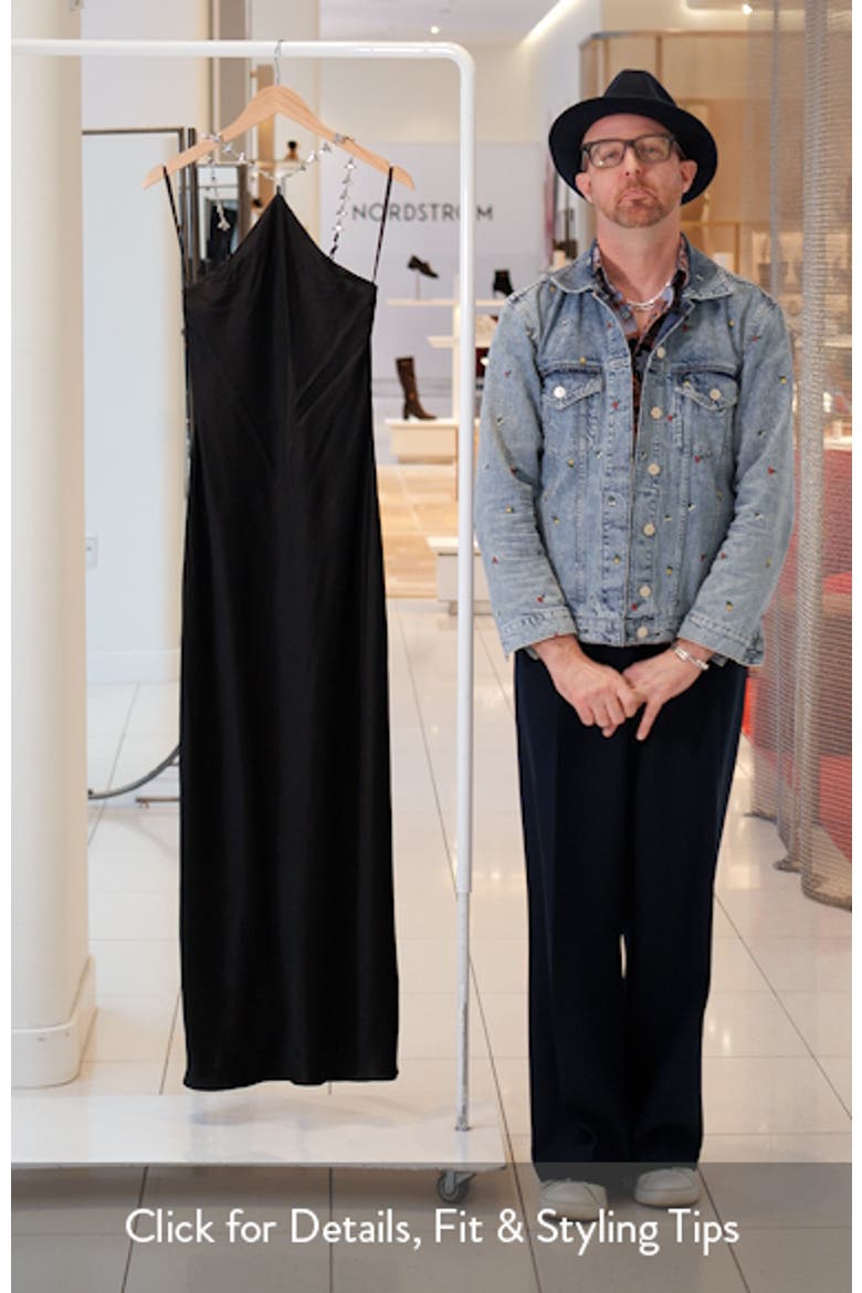 Cadence Shark Tooth Strap Satin Maxi Dress video
