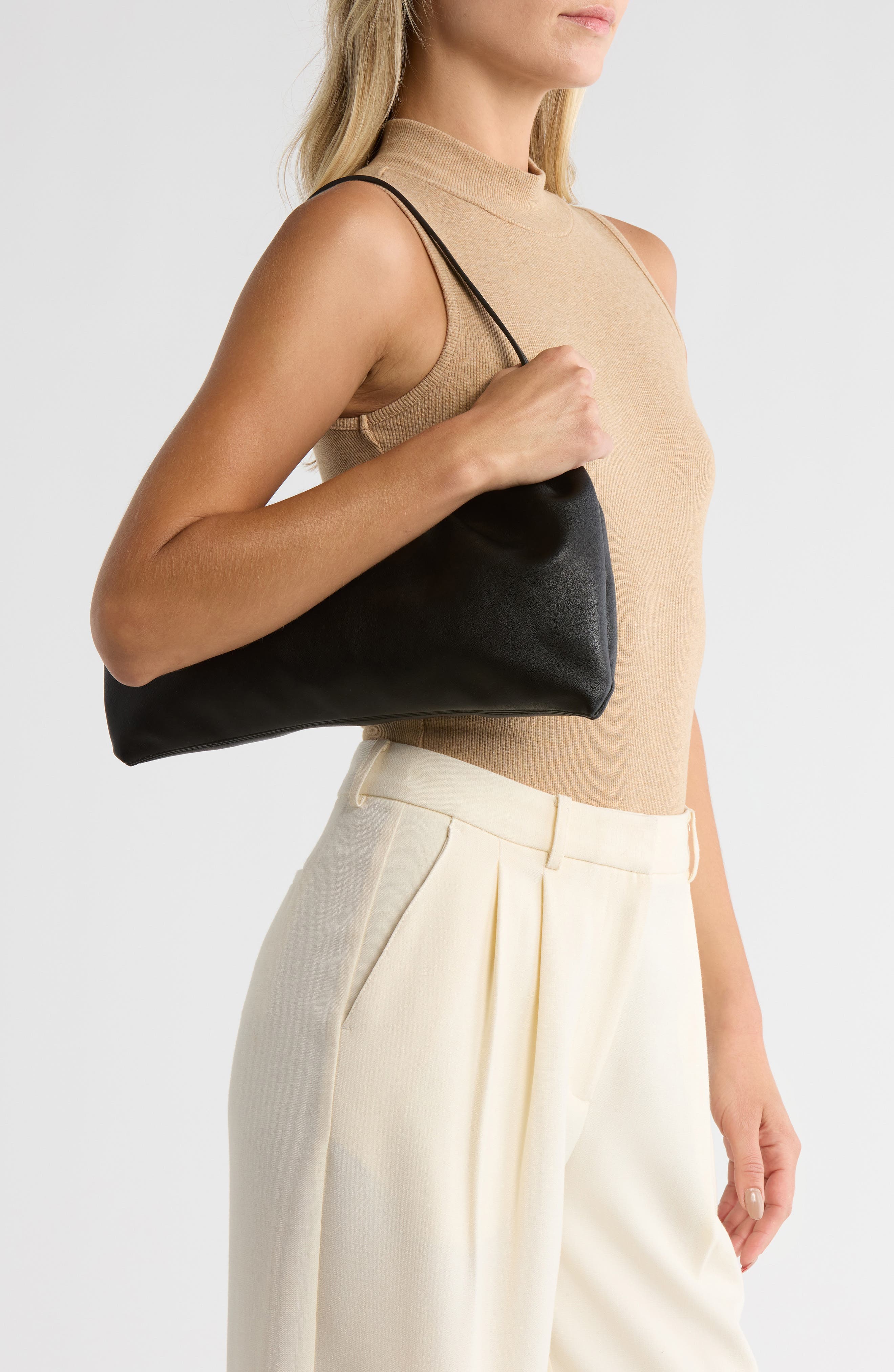 BCBG Ruched Convertible Clutch, Alternate, color, Black