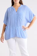 T Tahari Elbow Sleeve Button-Up Shirt