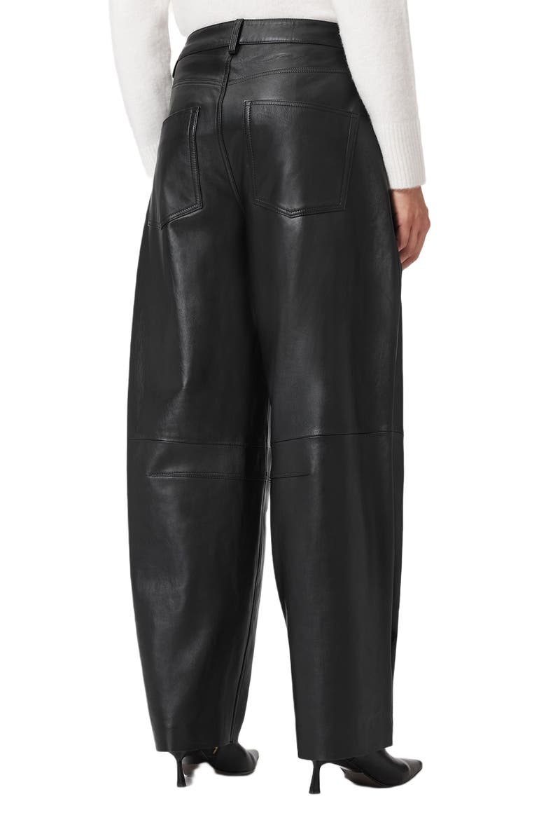 Jett Barrel Leg Leather Pants, Alternate, color, BLACK
