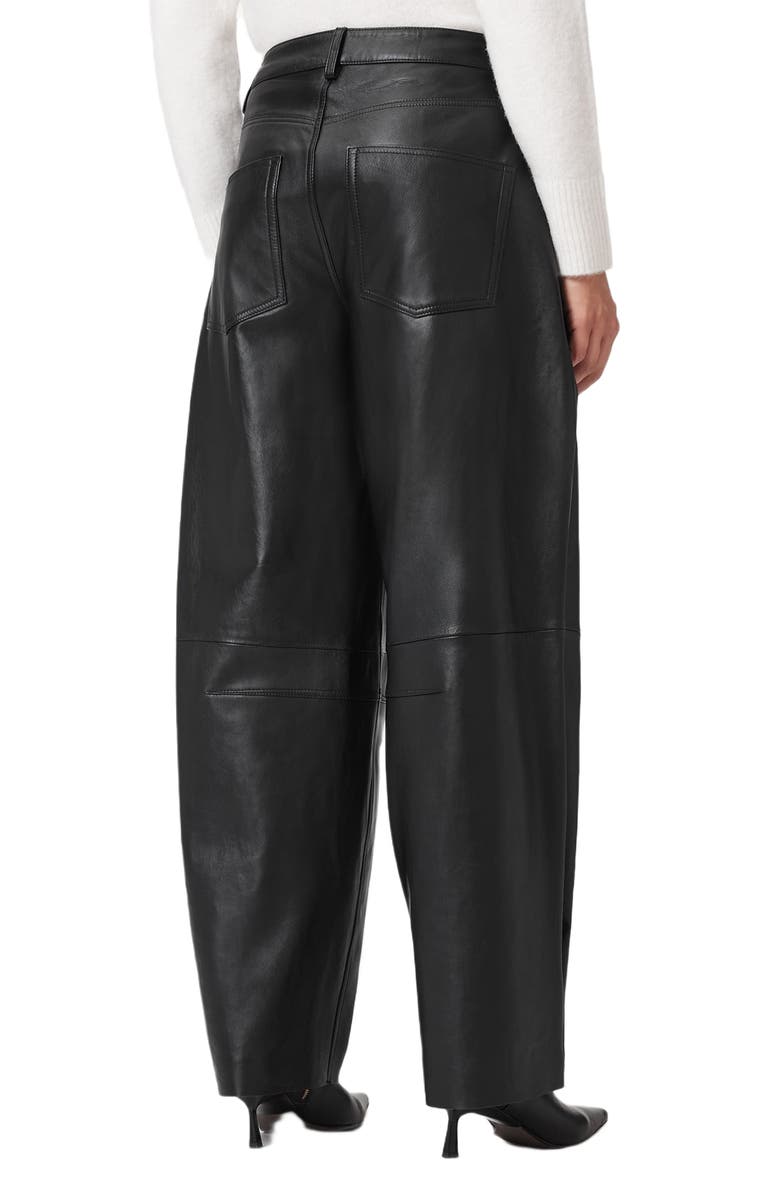 AllSaints Jett Barrel Leg Leather Pants, Alternate, color, Black