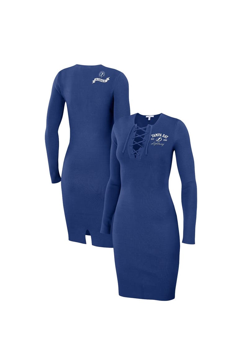 Women's WEAR by Erin Andrews  Blue Tampa Bay Lightning Lace-Up Dress, Main, color, Blue