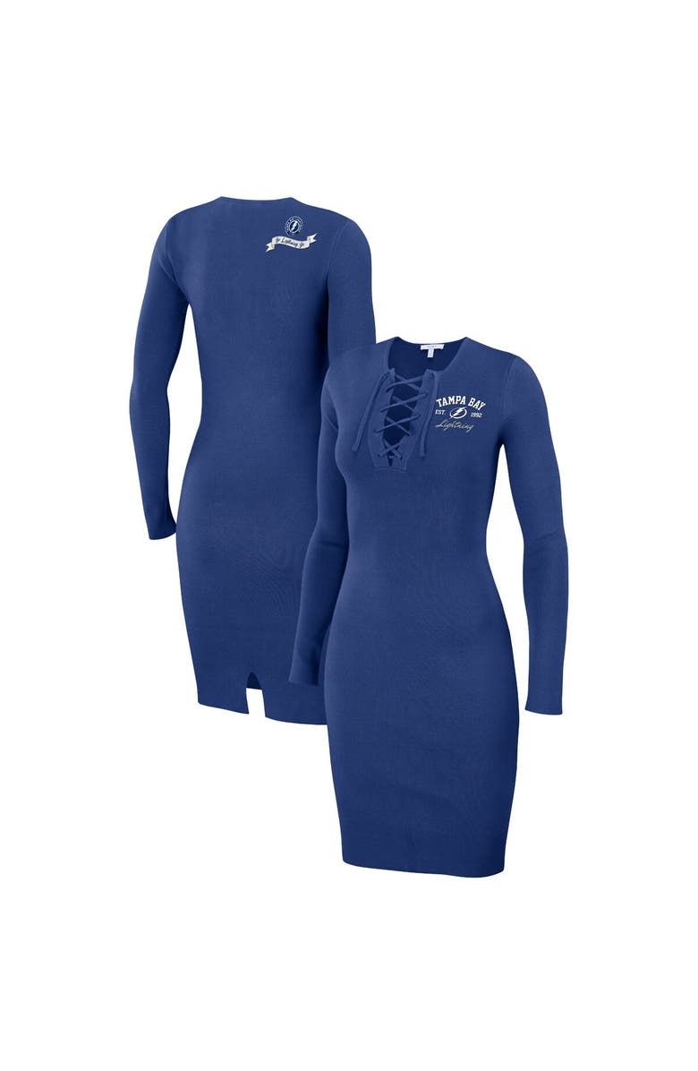 WEAR by Erin Andrews Women's WEAR by Erin Andrews Blue Tampa Bay Lightning Lace-Up Dress, Main, color, Blue