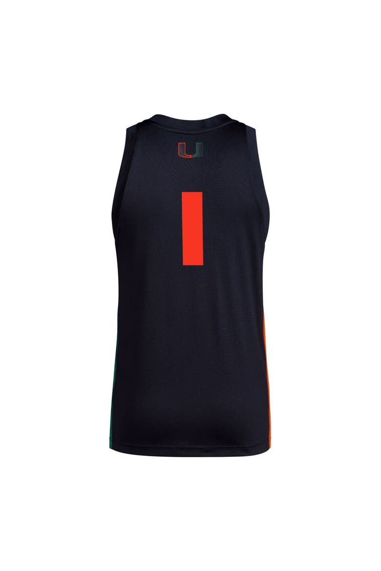 Men's adidas #1 Black Miami Hurricanes Swingman Jersey, Alternate, color, Black