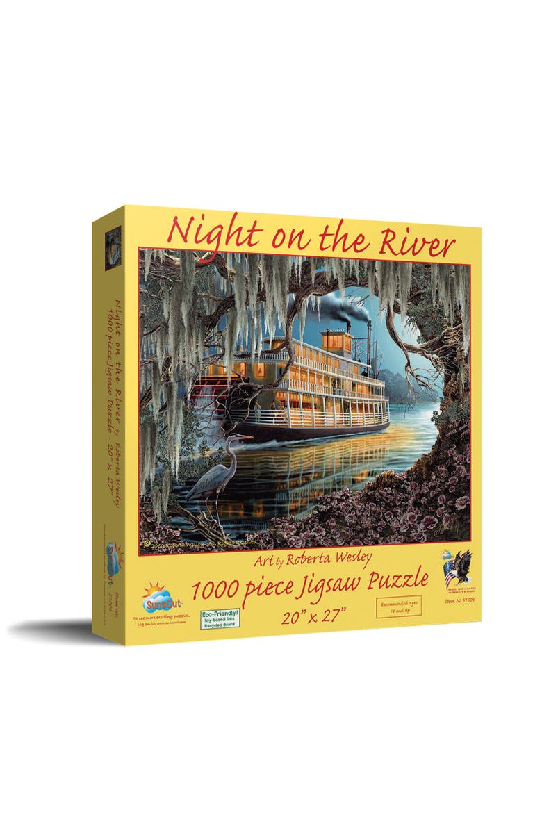 Sunsout NIght On the River 1000 piece Jigsaw Puzzle for Adults, Main, color, Multicolor