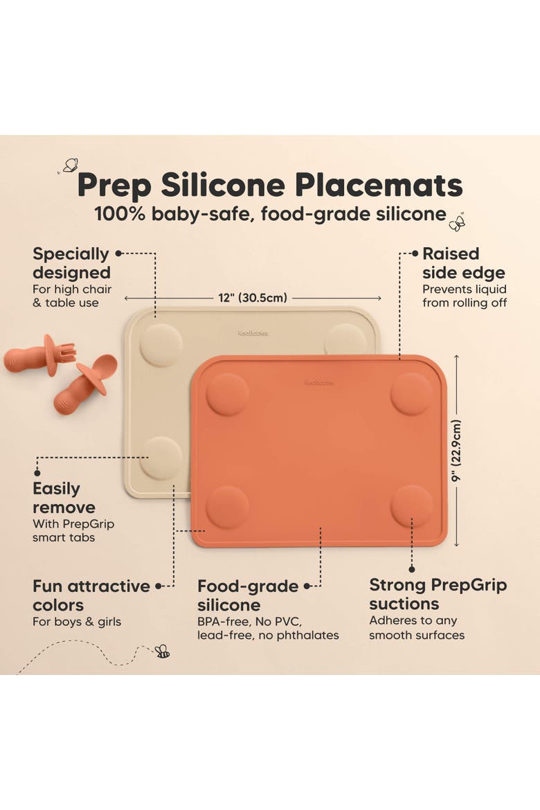 2-Pack Prep Silicone Placemats, Alternate, color, Terracotta