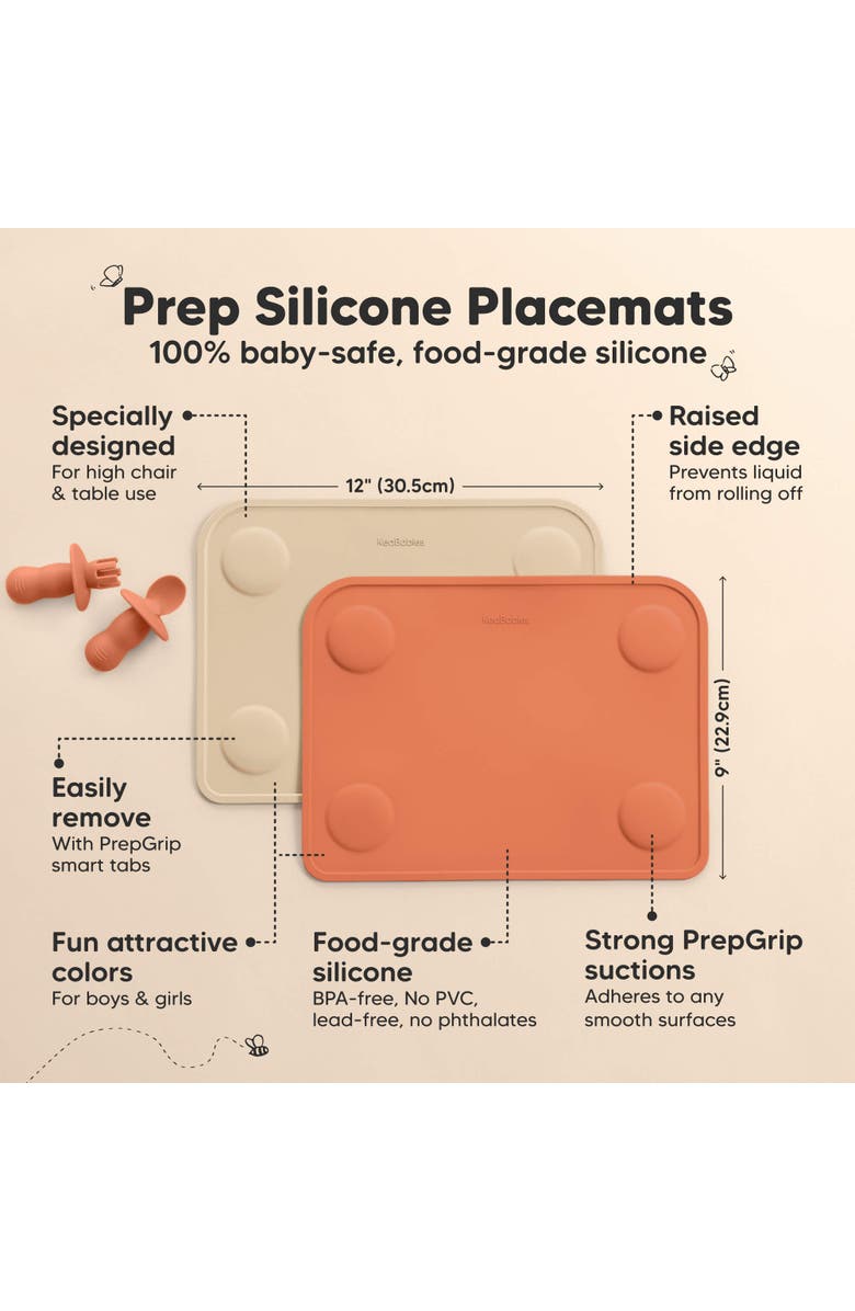 KeaBabies 2-Pack Prep Silicone Placemats, Alternate, color, Terracotta