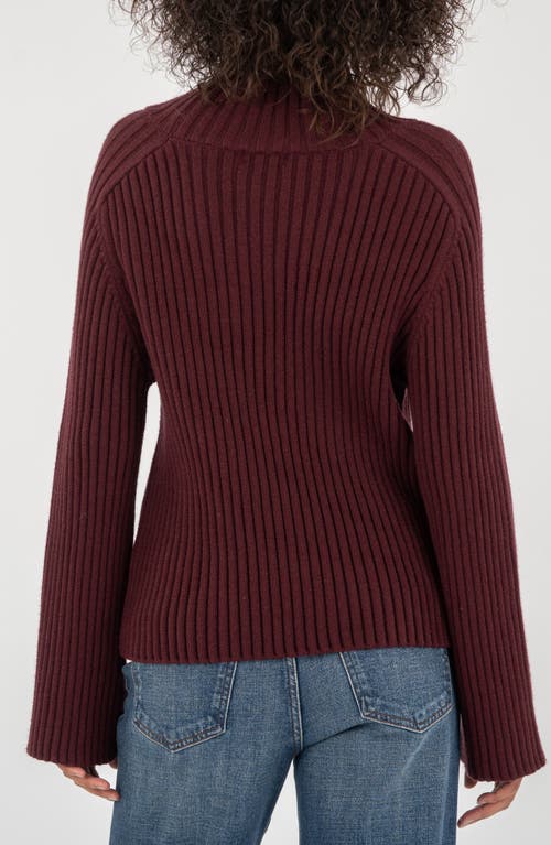 Kut From The Kloth Hera Mock Neck Rib Sweater In Burgundy