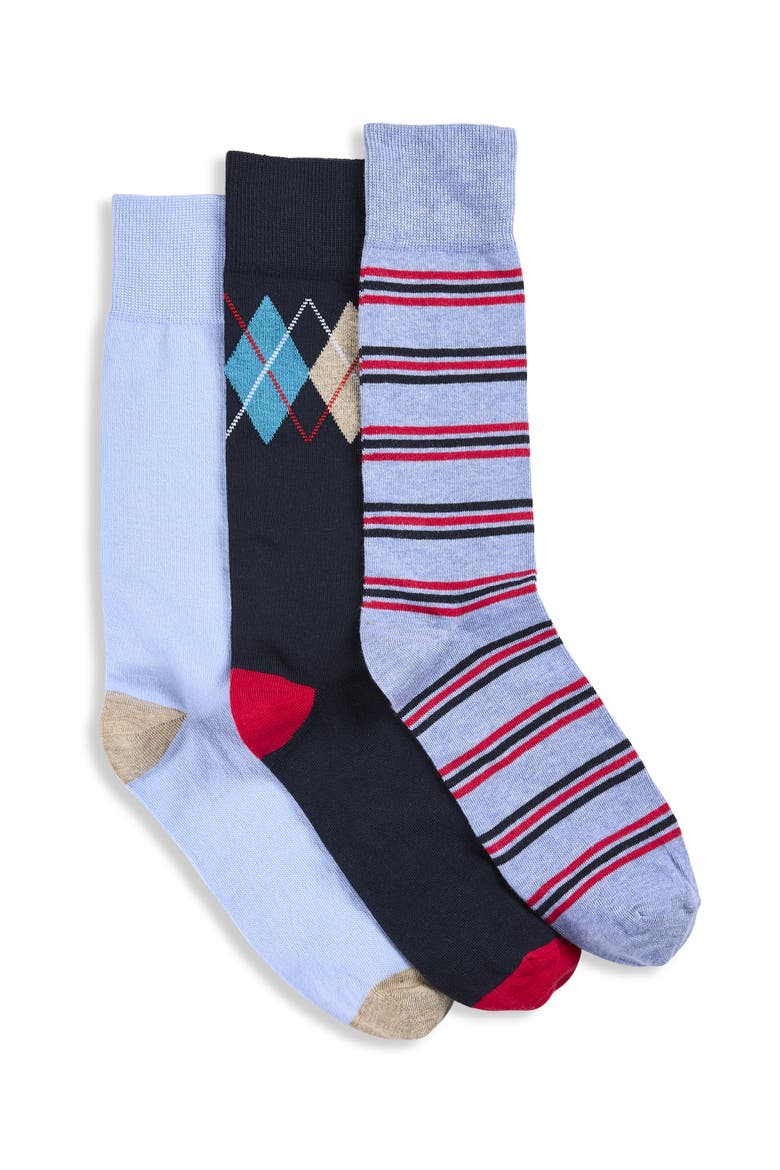 Big & Tall 3-Pk Spring Classic Printed Socks, Main, color, MULTI