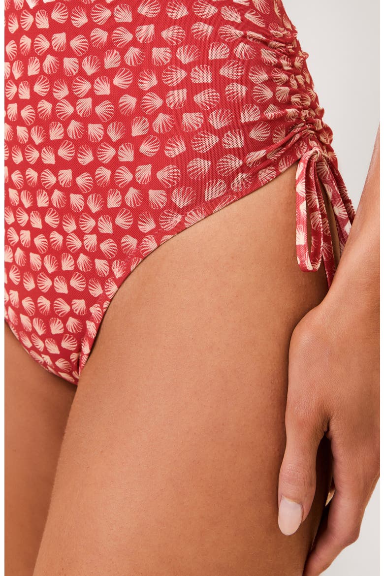 Adina Ruched Side One-Piece Swimsuit, Alternate, color, SHELL PRINT