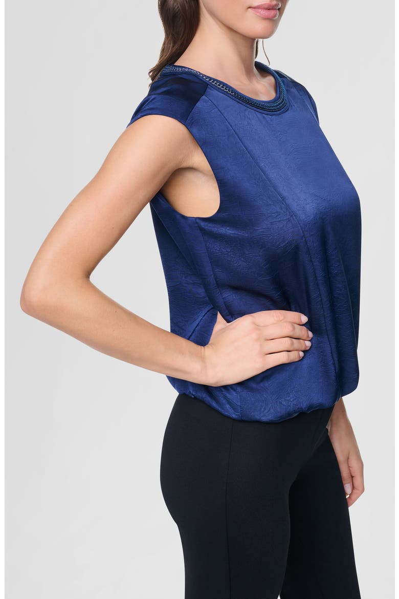 Chain Sleeveless Crinkle Satin Top, Alternate, color, INTREPID BLUE