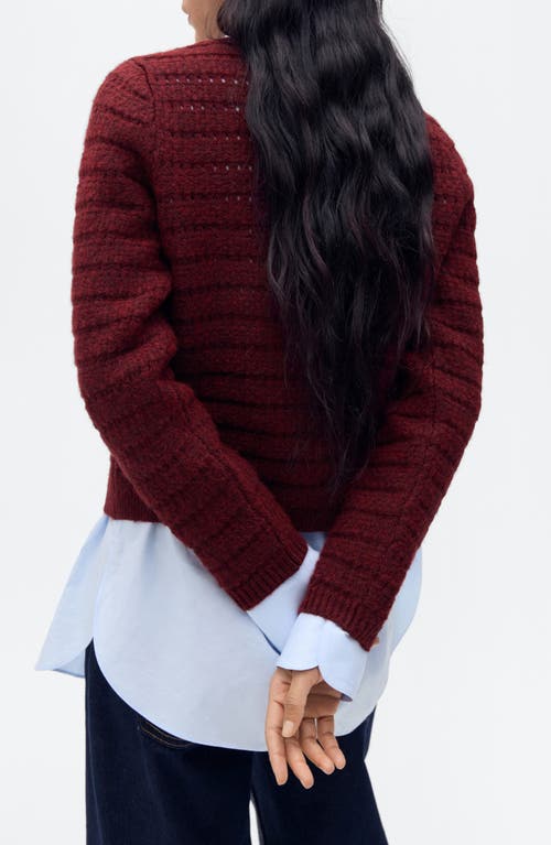Mango Open Stitch Cardigan In Wine