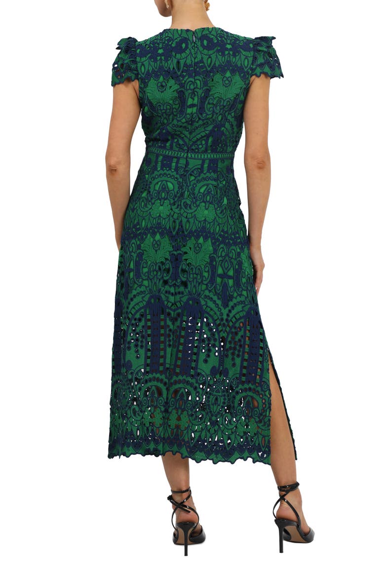 Lace Midi Dress, Alternate, color, NAVY EMERALD
