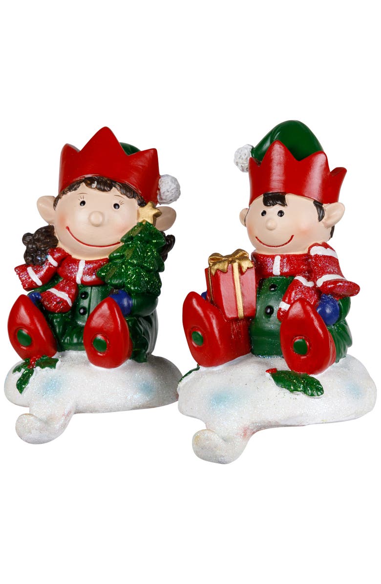 Northlight Festive Elves Christmas Stocking Holders - 5" - Set of 2, Alternate, color, Red