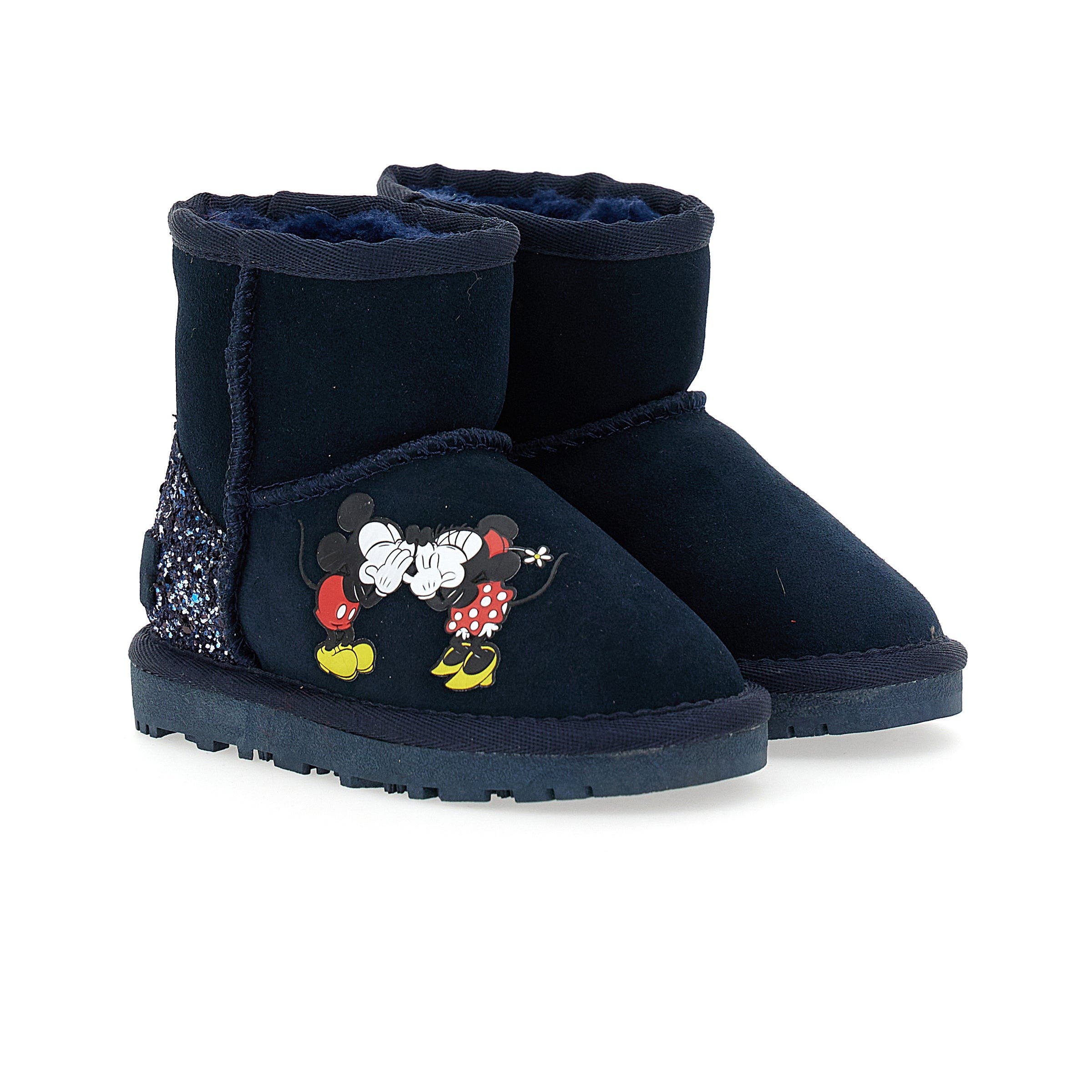 Master of Arts Mickey + Minnie Glitter Tab Winter Boots, Main, color, Navy