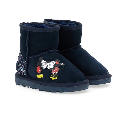 Master of Arts Mickey + Minnie Glitter Tab Winter Boots in Navy  product