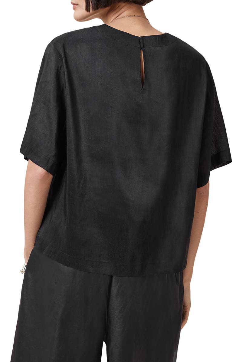 AllSaints Lottie Linen & Silk Crop T-Shirt, Alternate, color, 