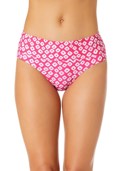Women
s Shibori Geo Soft Band Mid Rise Bikini Swim Bottom