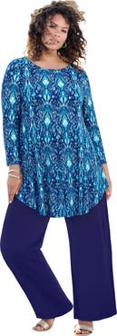 Roaman's Plus Size Boatneck Swing Ultra Drape Tunic Top