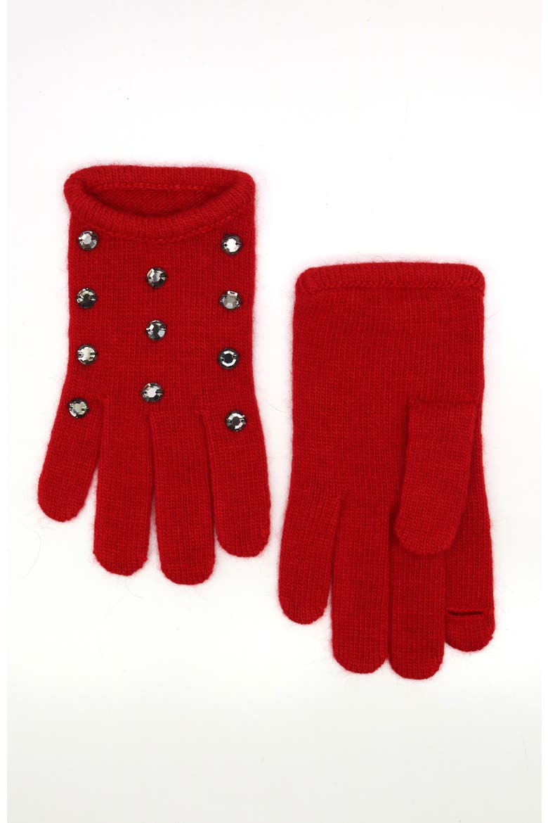 Gloves with stones, Main, color, CHERRY RED