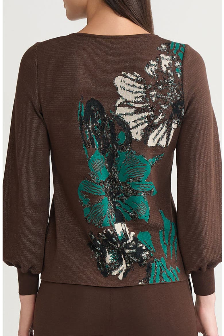 Floral Jacquard Sweater, Alternate, color, DARK UMBER/ EVEREST/ BLACK