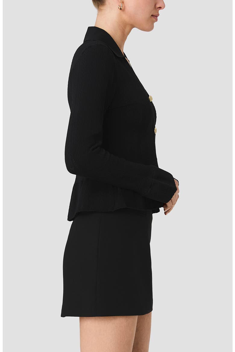 Crinkle Pointelle Peplum Top, Alternate, color, BLACK