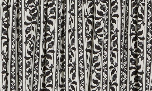 Max Studio Flutter Sleeve Floral Tiered Maxi Dress In Cream/black Linear Vines