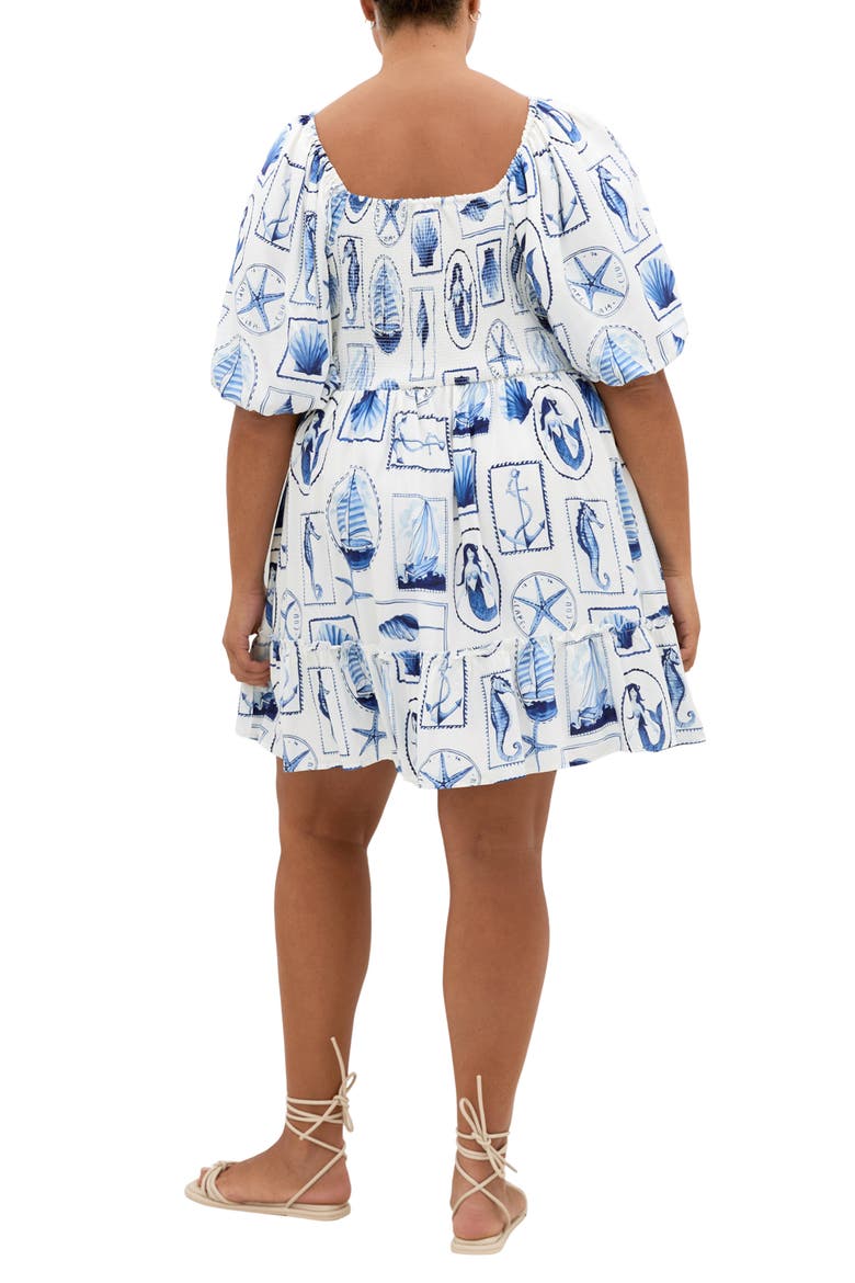 Giselle Allover Print Minidress, Alternate, color, AMALFI POSTCARD