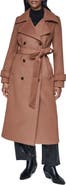 DKNY Double Breasted Wool Blend Maxi Coat