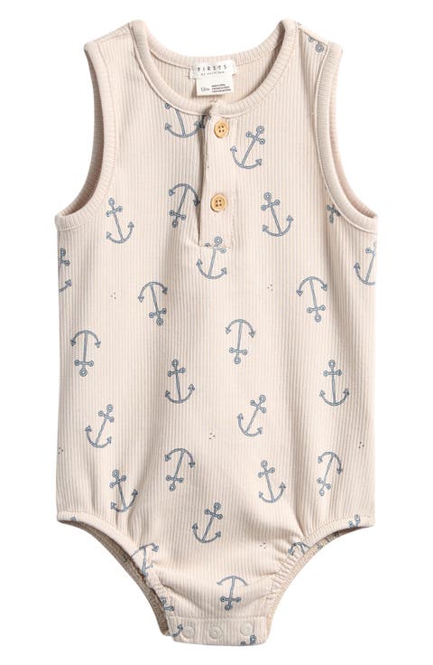 Anchors Rib Organic Cotton Bodysuit (Baby)
