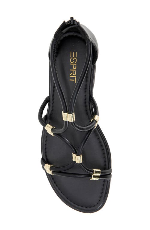 Esprit Chaya Rolled Strap Sandal In Black Pu