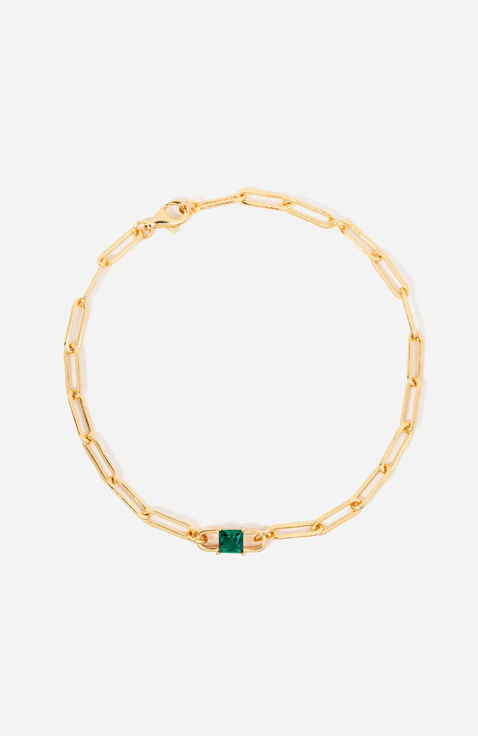 Birthstone Paperclip Chain Bracelet