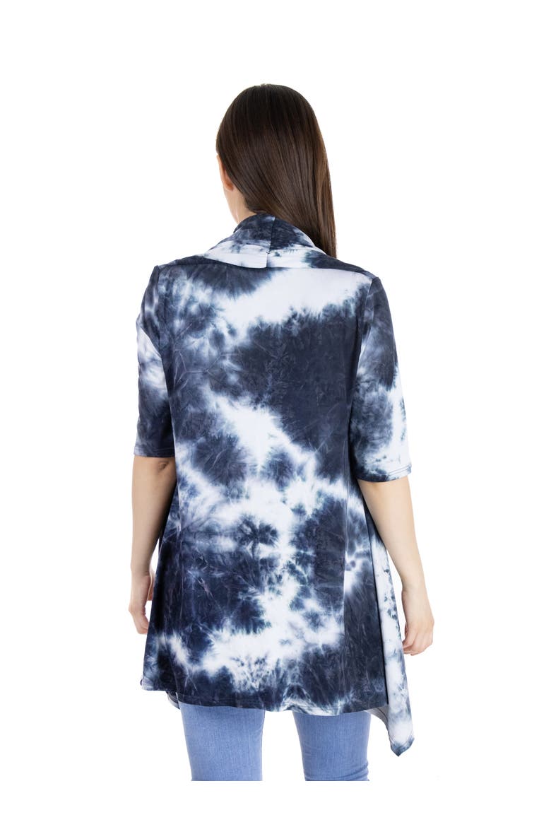 Tie Dye Elbow Sleeve Open Front Maternity Cardigan, Alternate, color, Black Multi