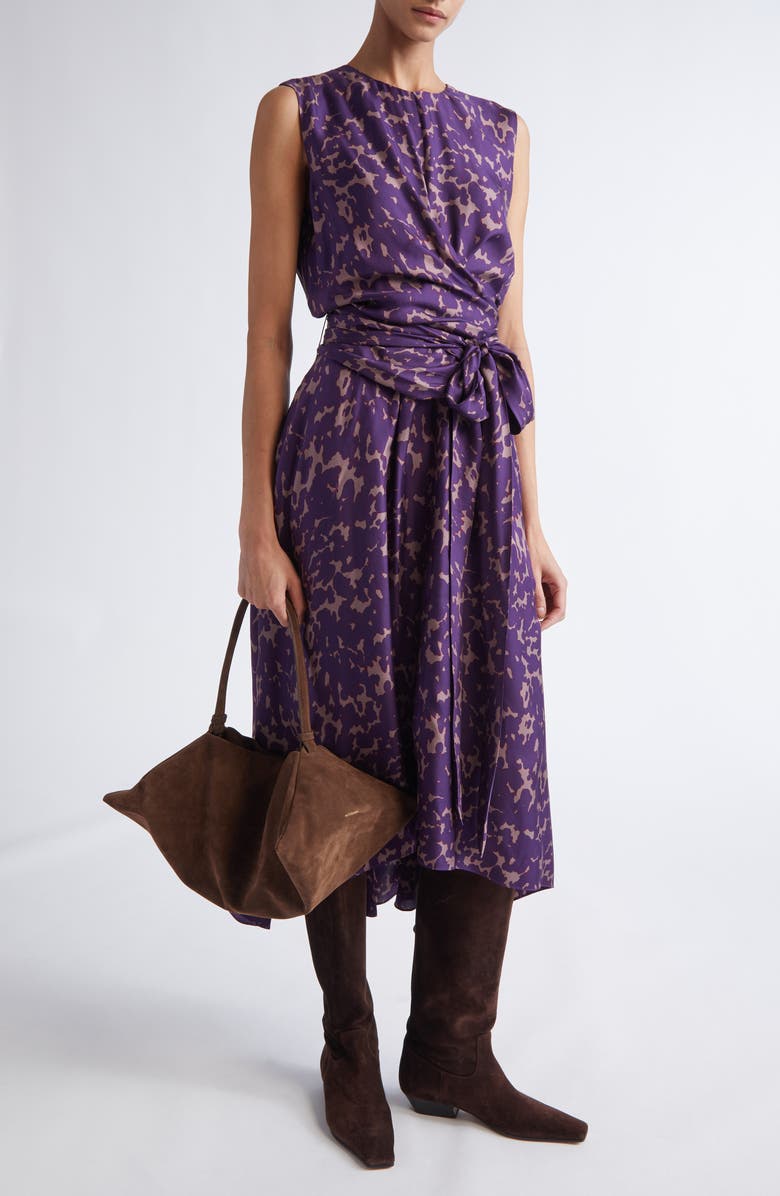 Altuzarra Penny Print Silk High-Low Maxi Dress, Alternate, color, Deep Mauve Tortoise