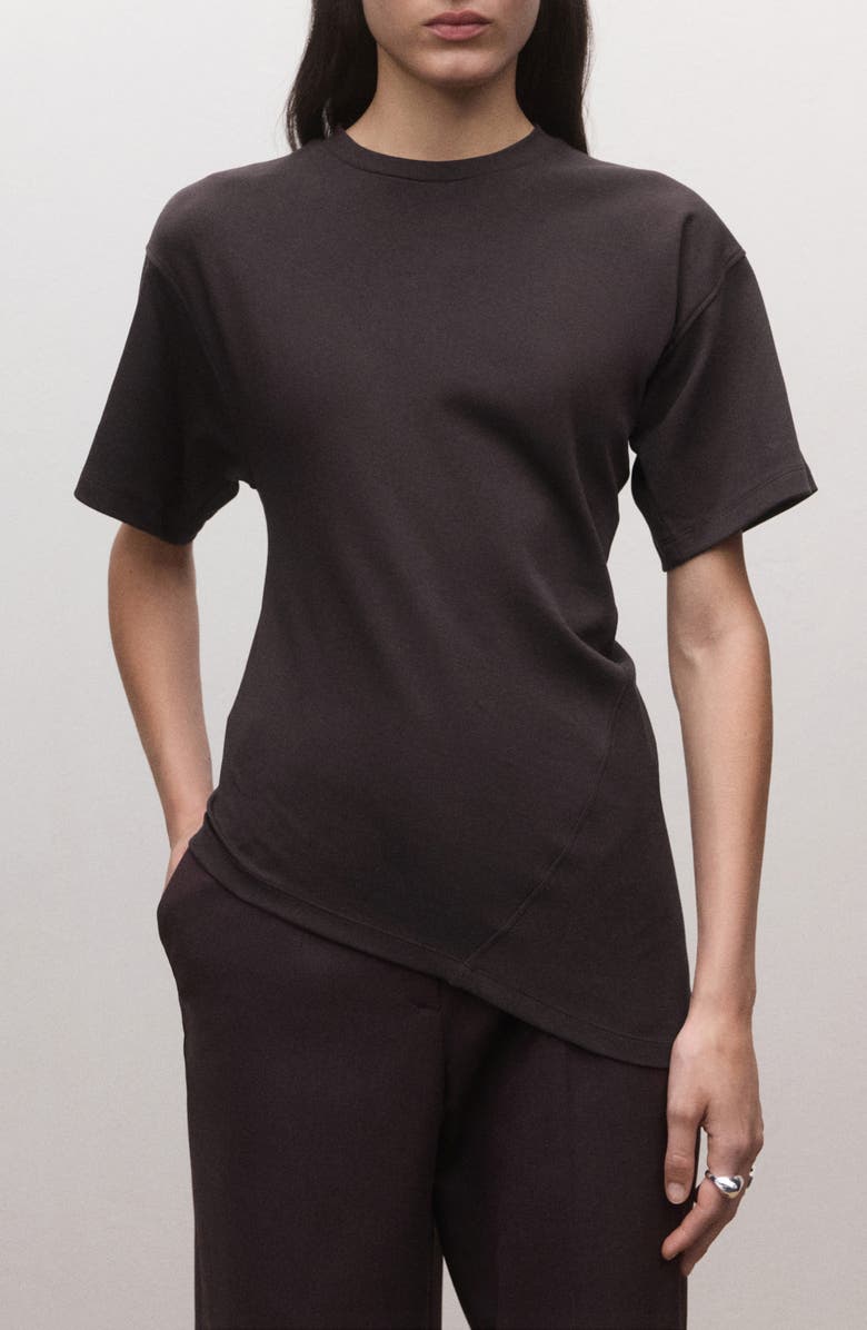 MANGO Asymmetric Fitted Cotton T-Shirt, Main, color, Wine
