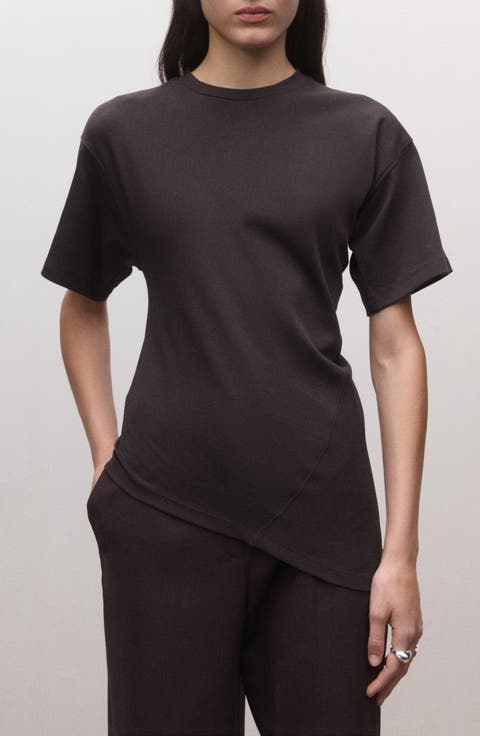 Asymmetric Fitted Cotton T-Shirt