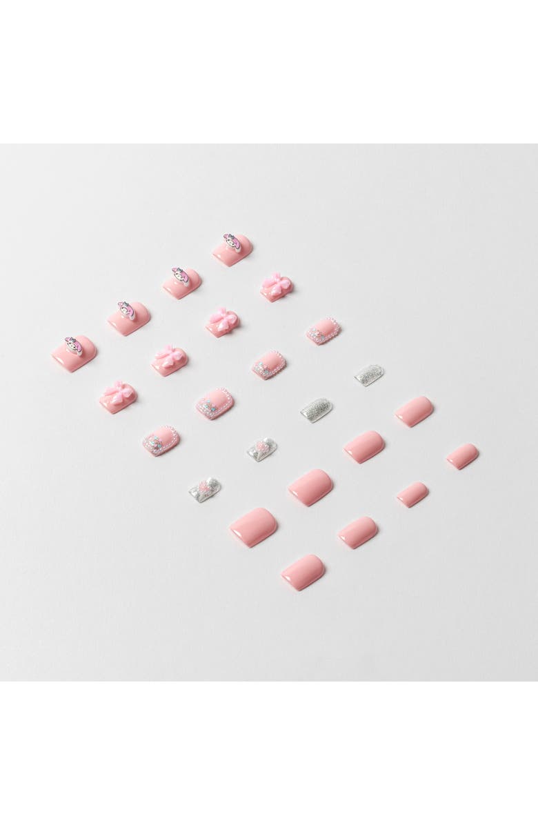 3H Nails My Melody 3D Luxury Handmade Press-On Nails - 24-Piece Kit, Alternate, color, Baby Pink, Silver