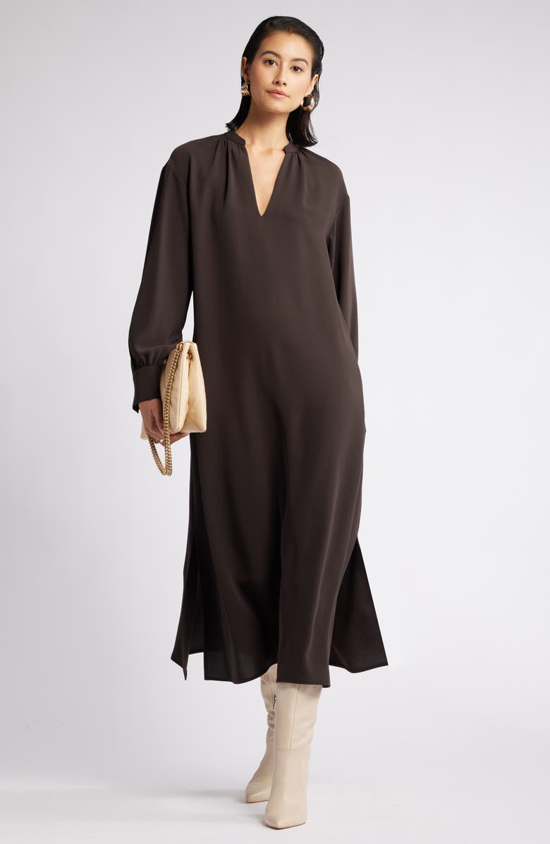 Nordstrom Gathered Long Sleeve Side Slit Maxi Dress | Nordstrom