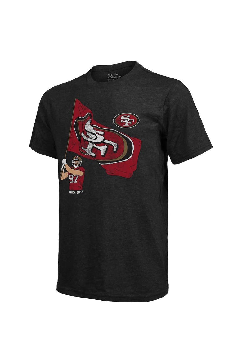 Men's Fanatics Branded Nick Bosa Black San Francisco 49ers Tri-Blend Player Graphic T-Shirt, Alternate, color, Black