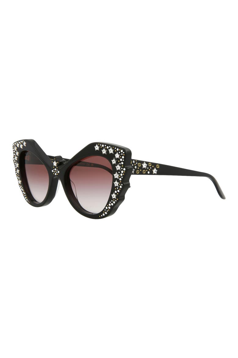 52mm Special Edition Rhinestone Cat Eye Sunglasses, Alternate, color, BLACK BLACK RED